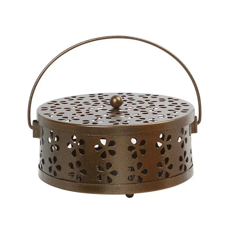 Metal Mosquito Coil Holder Tray with Handle, Outdoor Incense Burner