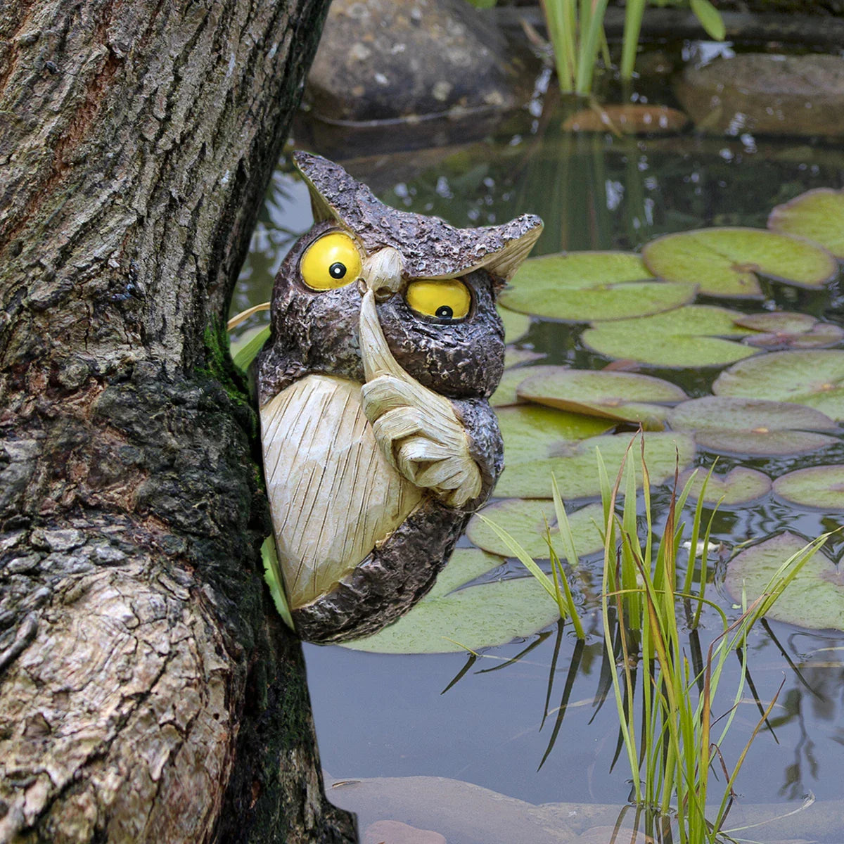 Owl Tree Hanging Ornament Resin Garden Decor for Yard Patio