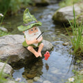 Garden Gnome Fishing Statue Resin Outdoor Garden Decor Saint Patrick's Day Ornament Gift