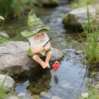 Garden Gnome Fishing Statue Resin Outdoor Garden Decor Saint Patrick's Day Ornament Gift