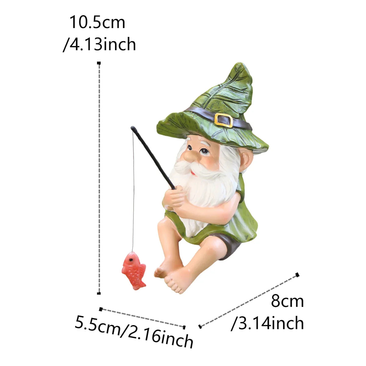 Garden Gnome Fishing Statue Resin Outdoor Garden Decor Saint Patrick's Day Ornament Gift