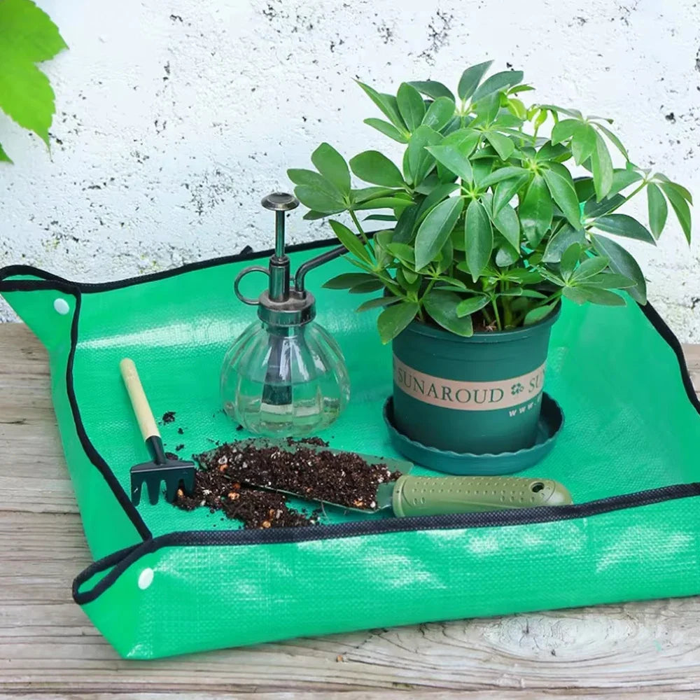 Waterproof Plant Repotting Mat with Snap Corners for Indoor Potting