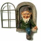 Garden Gnome Resin Statue Naughty Elf Window Hugger Garden Decor Gift