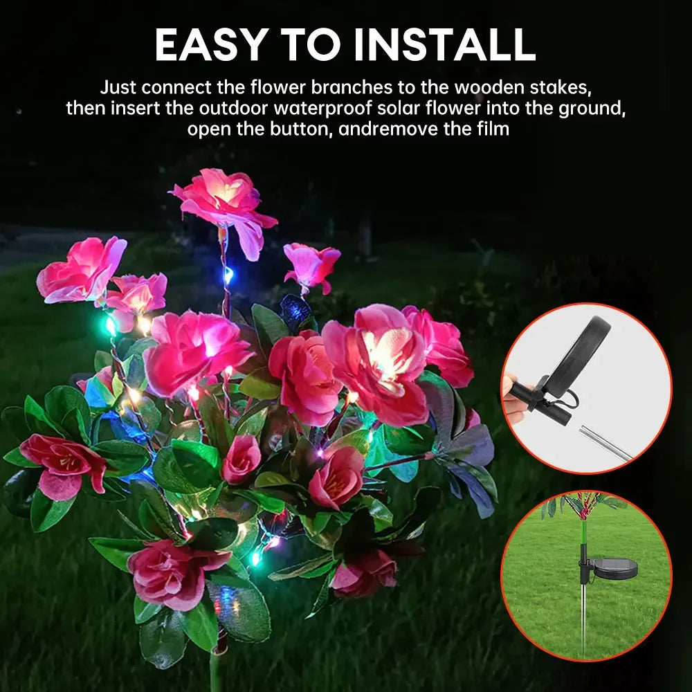 Solar Flower Lights LED Azalea Outdoor Garden Yard Path Lighting