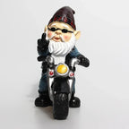 Motorcycle Garden Gnome Statue – Funny Resin Dwarf Outdoor Yard Decor