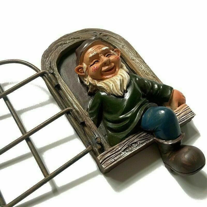 Garden Gnome Resin Statue Naughty Elf Window Hugger Garden Decor Gift