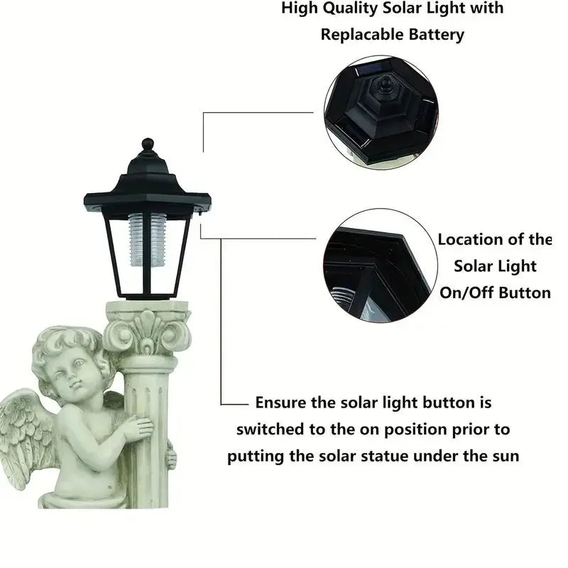 Solar Angel Light Statue 19.29 Inch Outdoor Garden Path Light