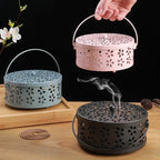 Metal Mosquito Coil Holder Tray with Handle, Outdoor Incense Burner