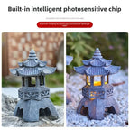 Solar Lantern Resin Stone Pagoda Garden Outdoor Light