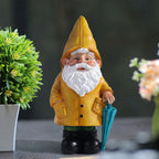 Garden Gnome Statue with Yellow Umbrella Resin Yard Decor