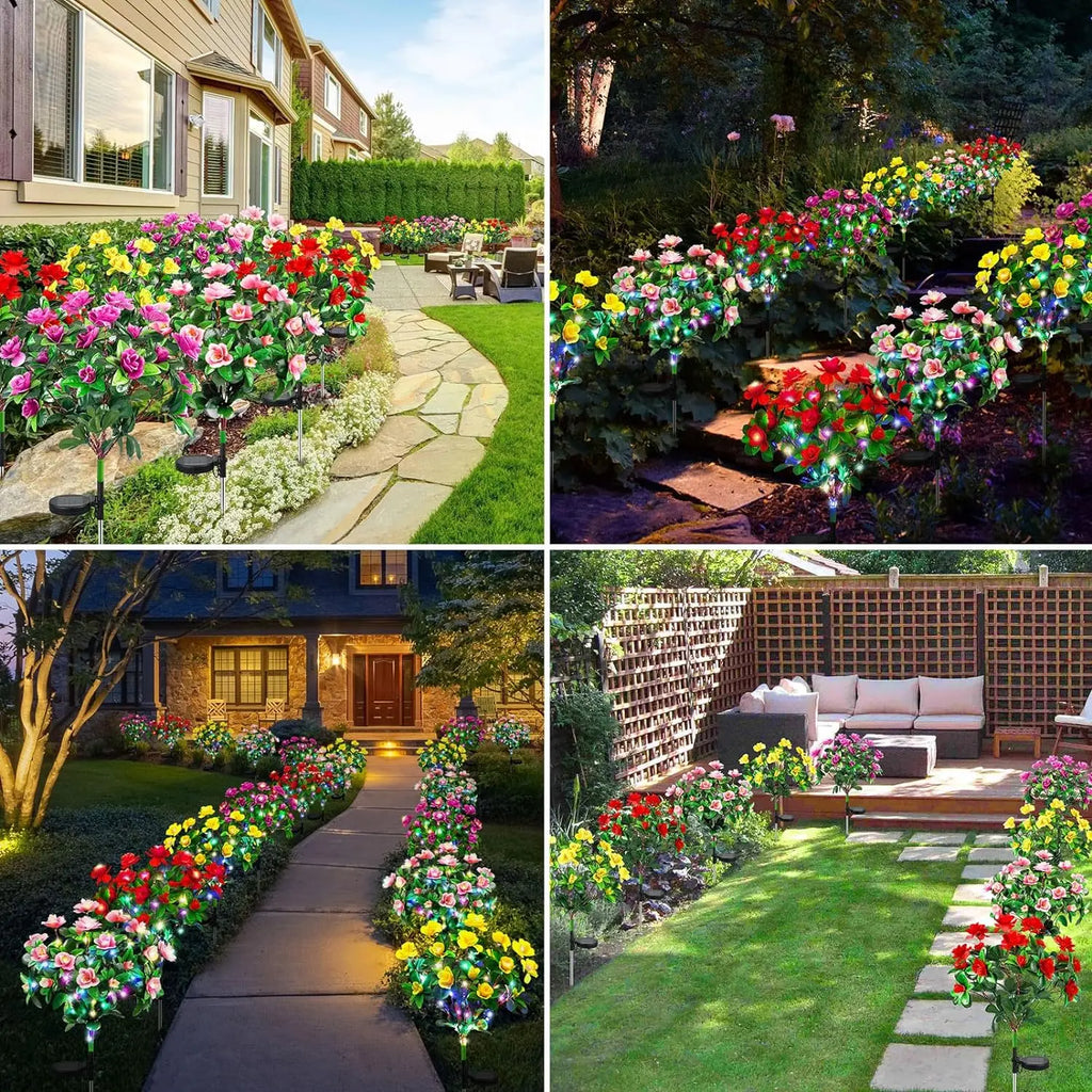 Solar Flower Lights LED Azalea Outdoor Garden Yard Path Lighting