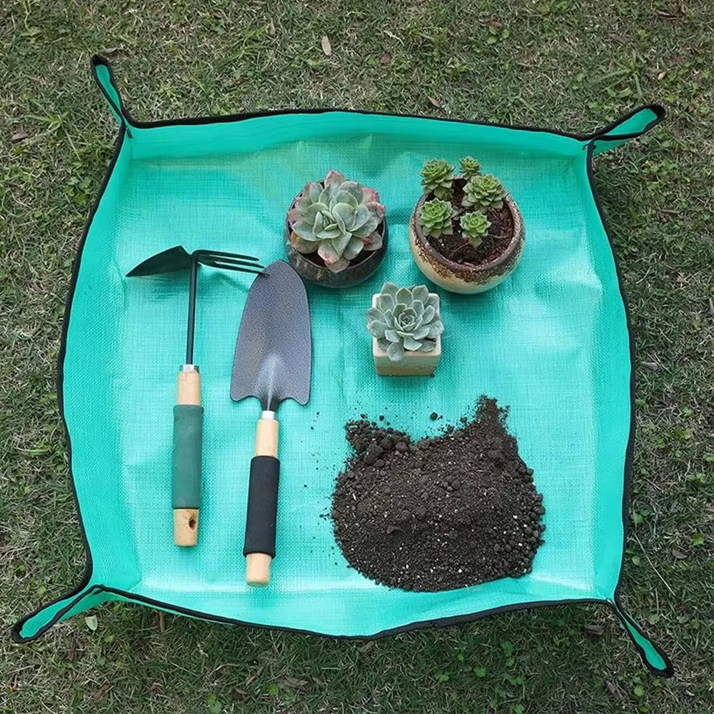 Waterproof Plant Repotting Mat with Snap Corners for Indoor Potting