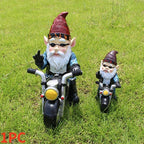 Motorcycle Garden Gnome Statue – Funny Resin Dwarf Outdoor Yard Decor