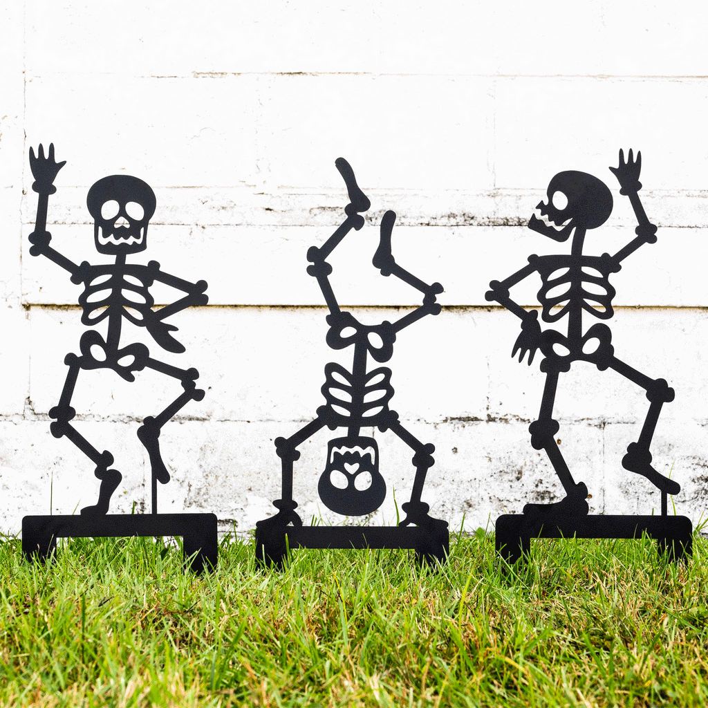 6-Piece Halloween Skeleton Yard Stakes Set - Outdoor Lawn Decorations