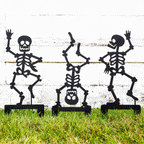 6-Piece Halloween Skeleton Yard Stakes Set - Outdoor Lawn Decorations