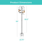 Bird Feeding Station, 6-Hook Steel Multi-Feeder Stand w/ 4 Feeders - 89in