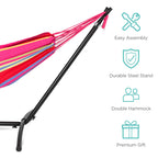 2-Person Brazilian-Style Double Hammock w/ Carrying Bag and Steel Stand