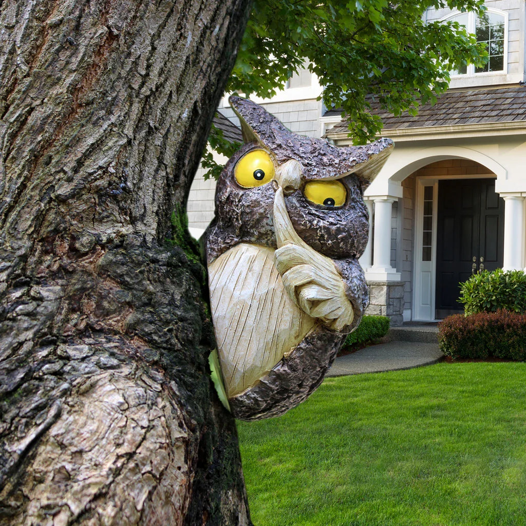 Owl Tree Hanging Ornament Resin Garden Decor for Yard Patio