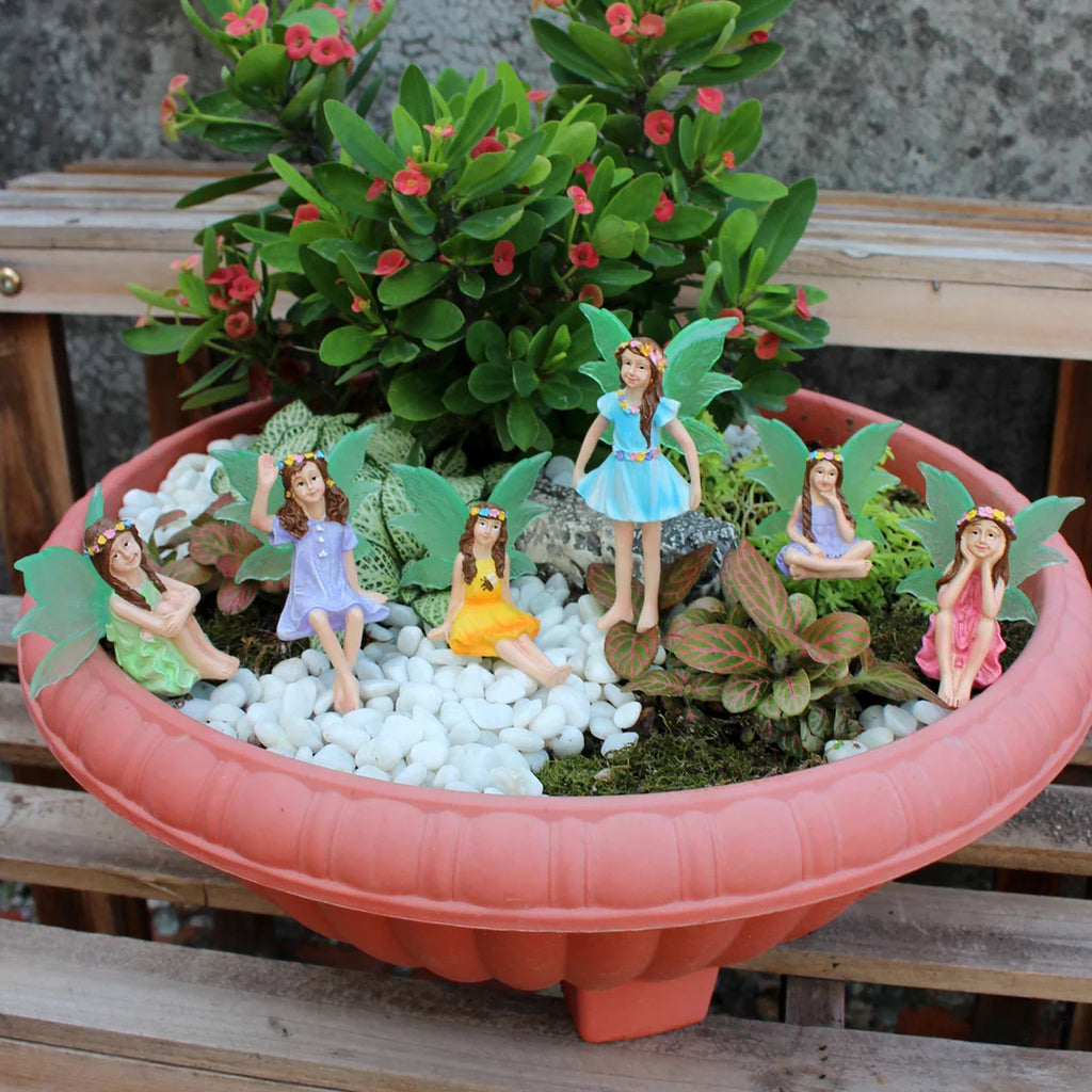 Fairy Garden Figurines 6pc Set Bonsai Miniature Decor