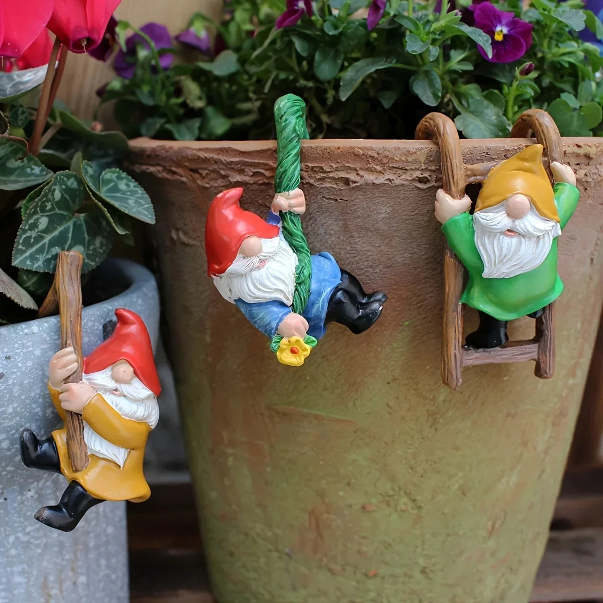 Mini Garden Gnome Ornaments Set – 3PC Hanging Resin Gnome Decor