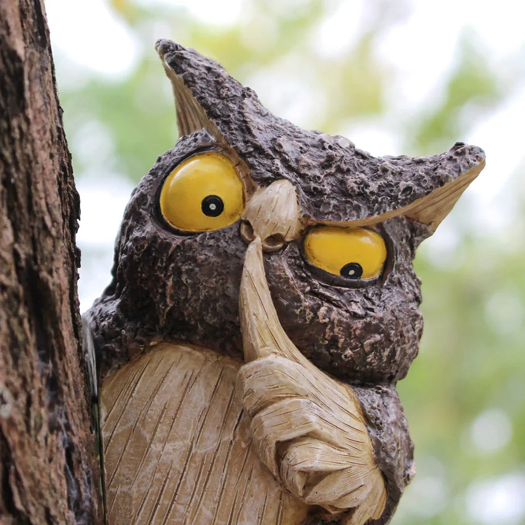Owl Tree Hanging Ornament Resin Garden Decor for Yard Patio