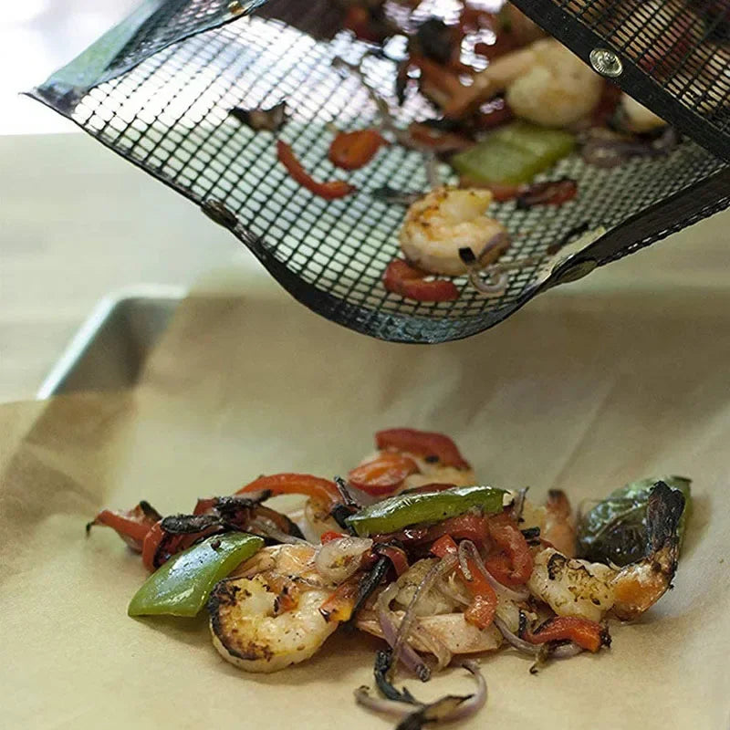 Non-Stick BBQ Grill Mesh Bags, 3-Pack for Vegetables, Seafood & Meat