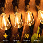 Solar Powered Outdoor String Lights with Shatterproof Bulbs