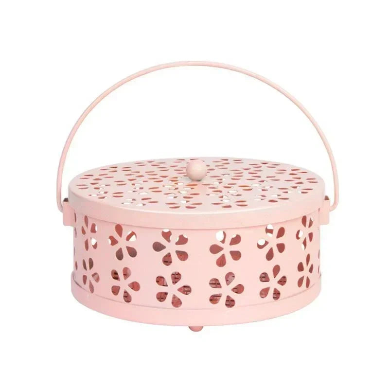 Metal Mosquito Coil Holder Tray with Handle, Outdoor Incense Burner