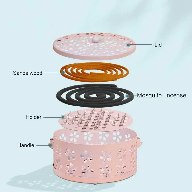 Metal Mosquito Coil Holder Tray with Handle, Outdoor Incense Burner