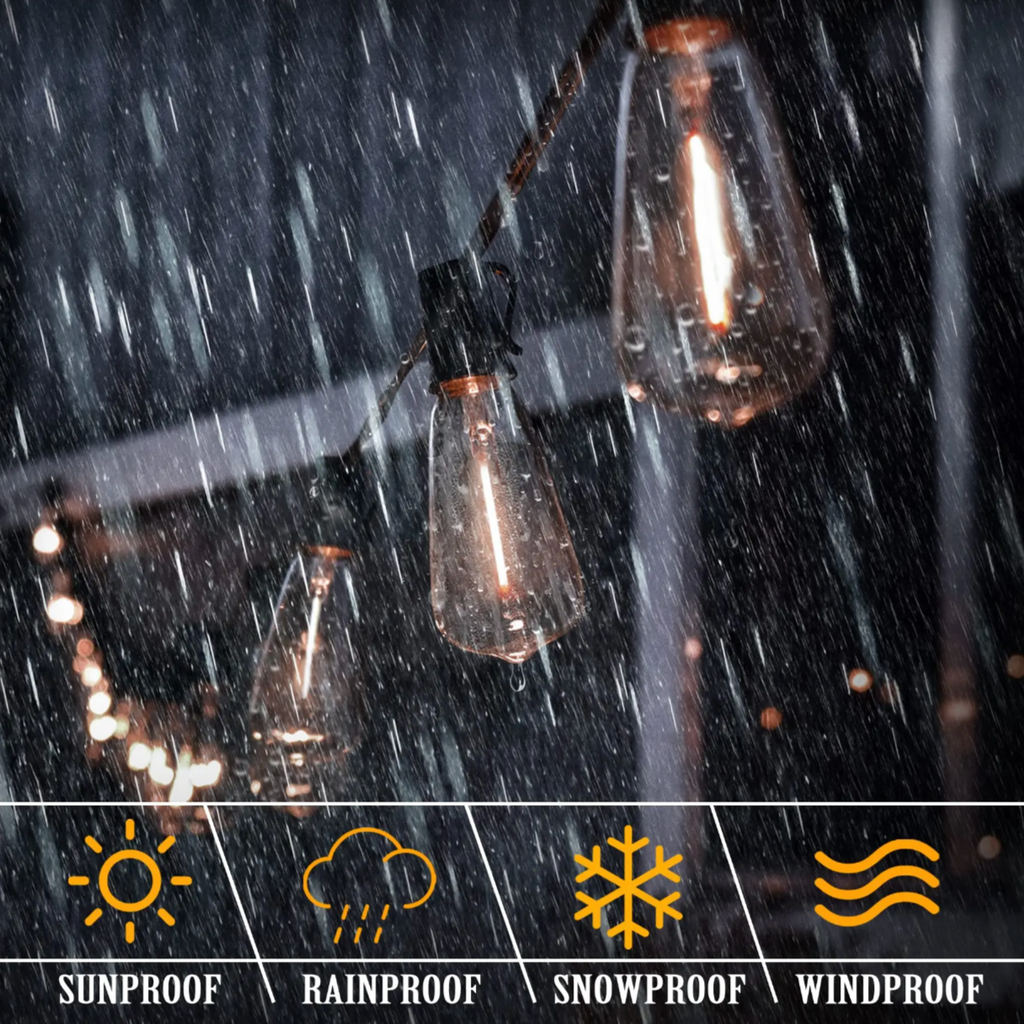 Solar Powered Outdoor String Lights with Shatterproof Bulbs