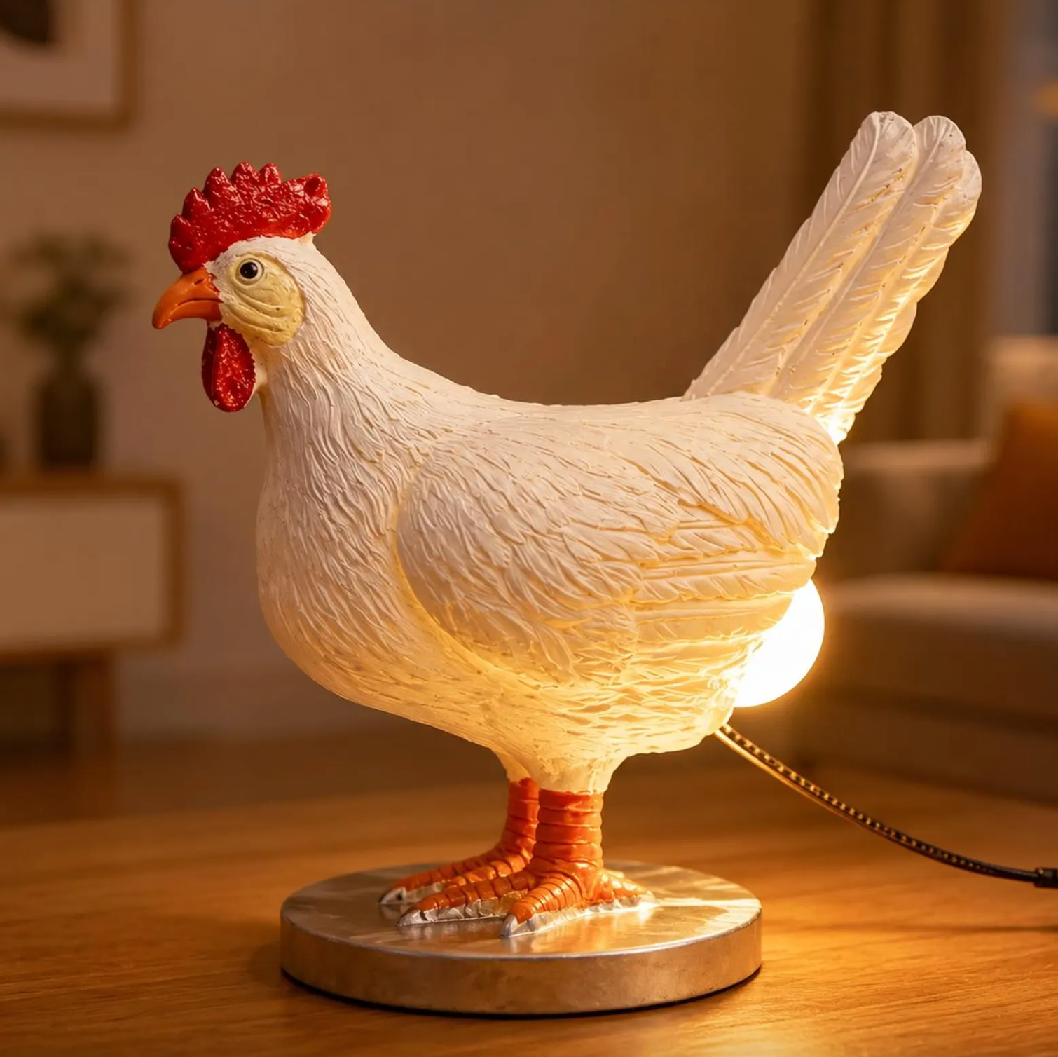 Funny Chicken Lamp – Resin USB Desk Lamp for Home Decor