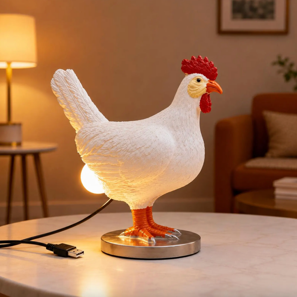 Funny Chicken Lamp – Resin USB Desk Lamp for Home Decor