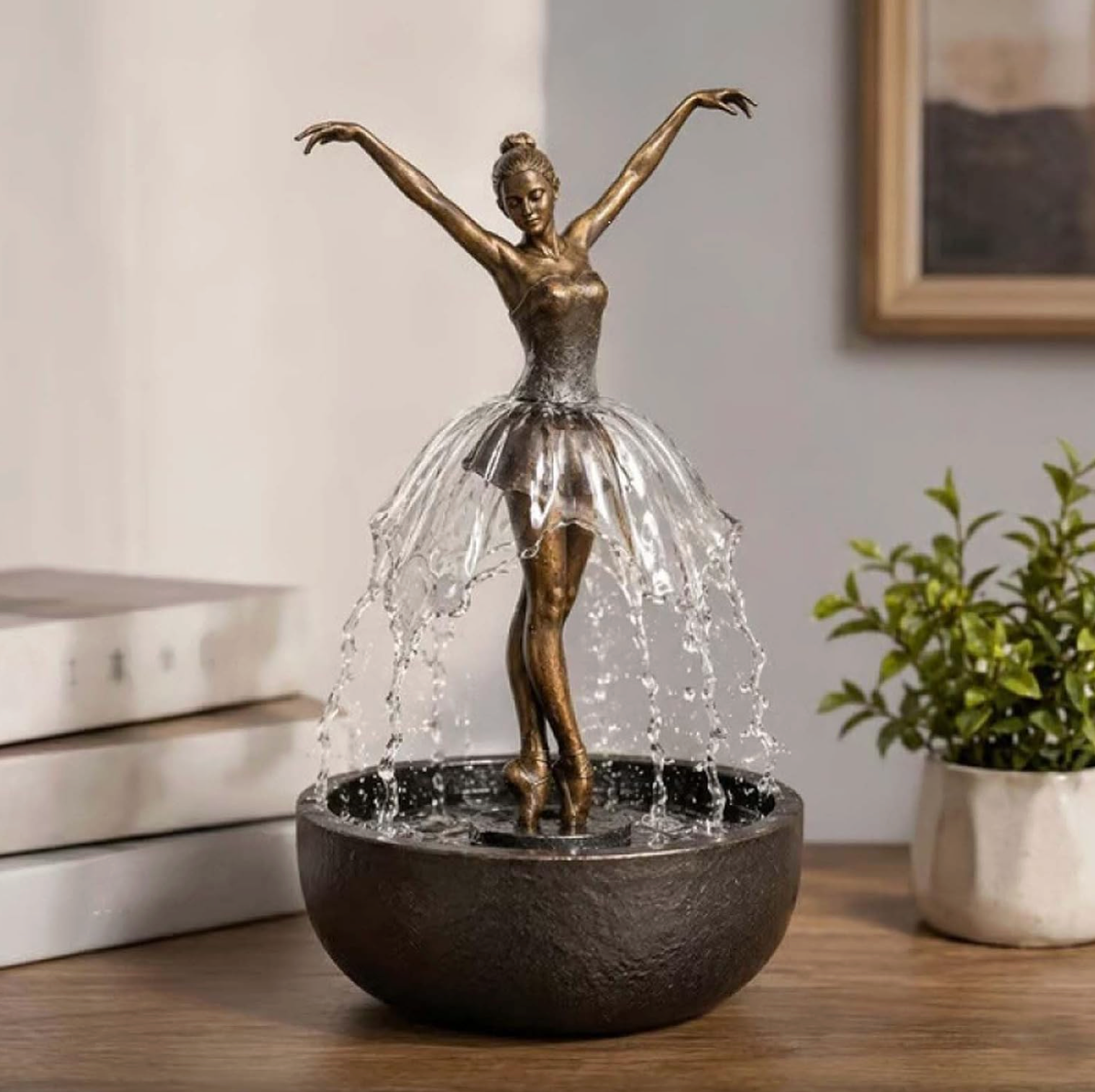 Ballerina Water Fountain with Bluetooth Speaker & LED Light