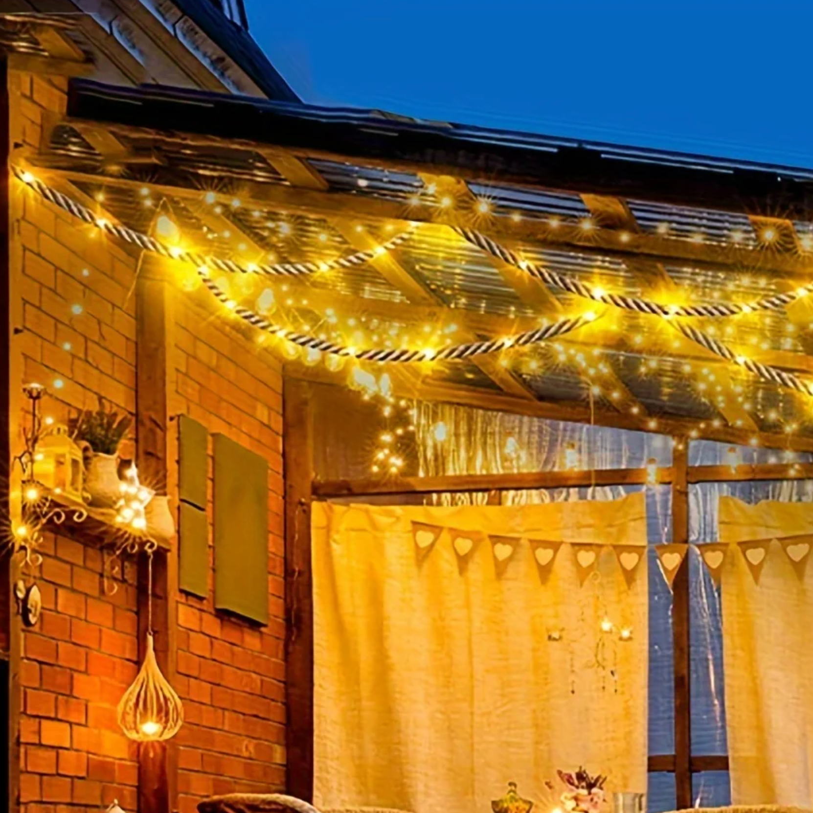 Solar Rope Light, 5m Solar Powered LED Outdoor Garden String Light