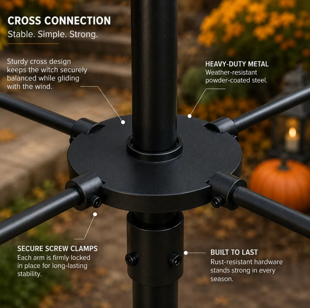 Halloween Witch Wind Spinner Outdoor Metal Garden Decor