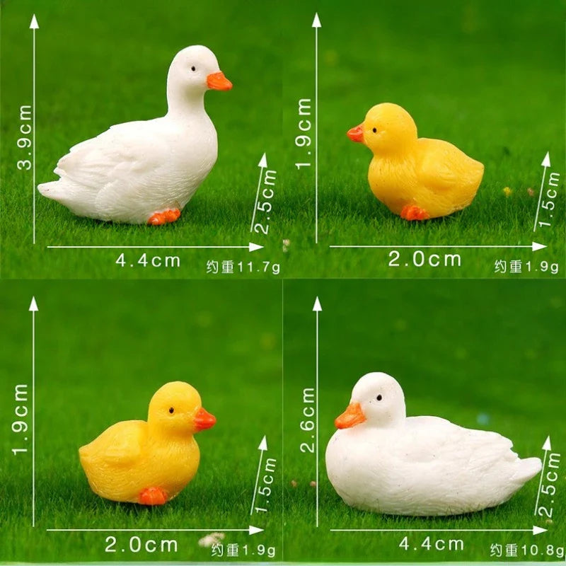 Duck Resin Ornaments 4 Piece Garden Figurines Decor