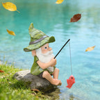 Garden Gnome Fishing Statue Resin Outdoor Garden Decor Saint Patrick's Day Ornament Gift