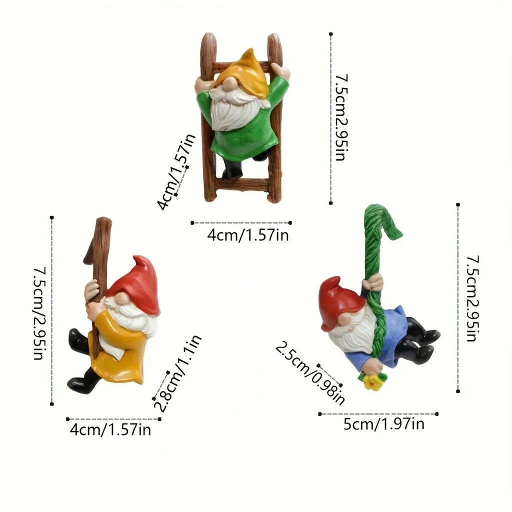Mini Garden Gnome Ornaments Set – 3PC Hanging Resin Gnome Decor