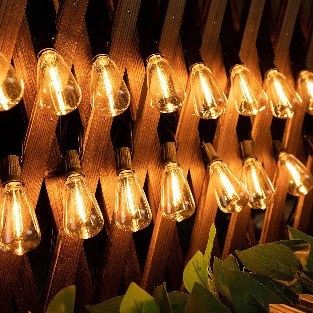 Solar Powered Outdoor String Lights with Shatterproof Bulbs