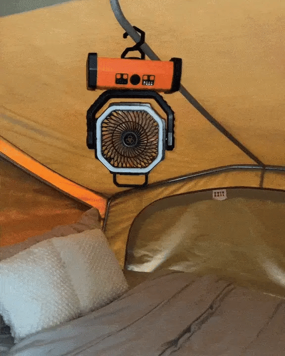 Portable 3-in-1 Camping Fan with LED Light and 20000mAh Battery