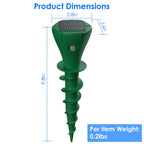 Solar mole repellent stake dimensions showing 7.8 in height, 2.8 in width, 2.6 in depth, and 0.2 lb weight