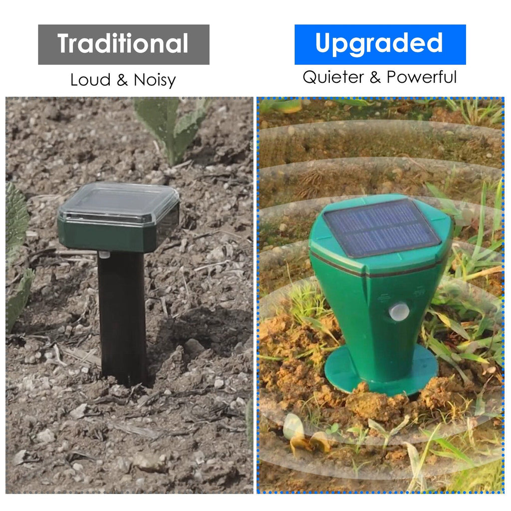 Upgraded solar mole repellent stake with vibration for outdoor lawn and garden pest control