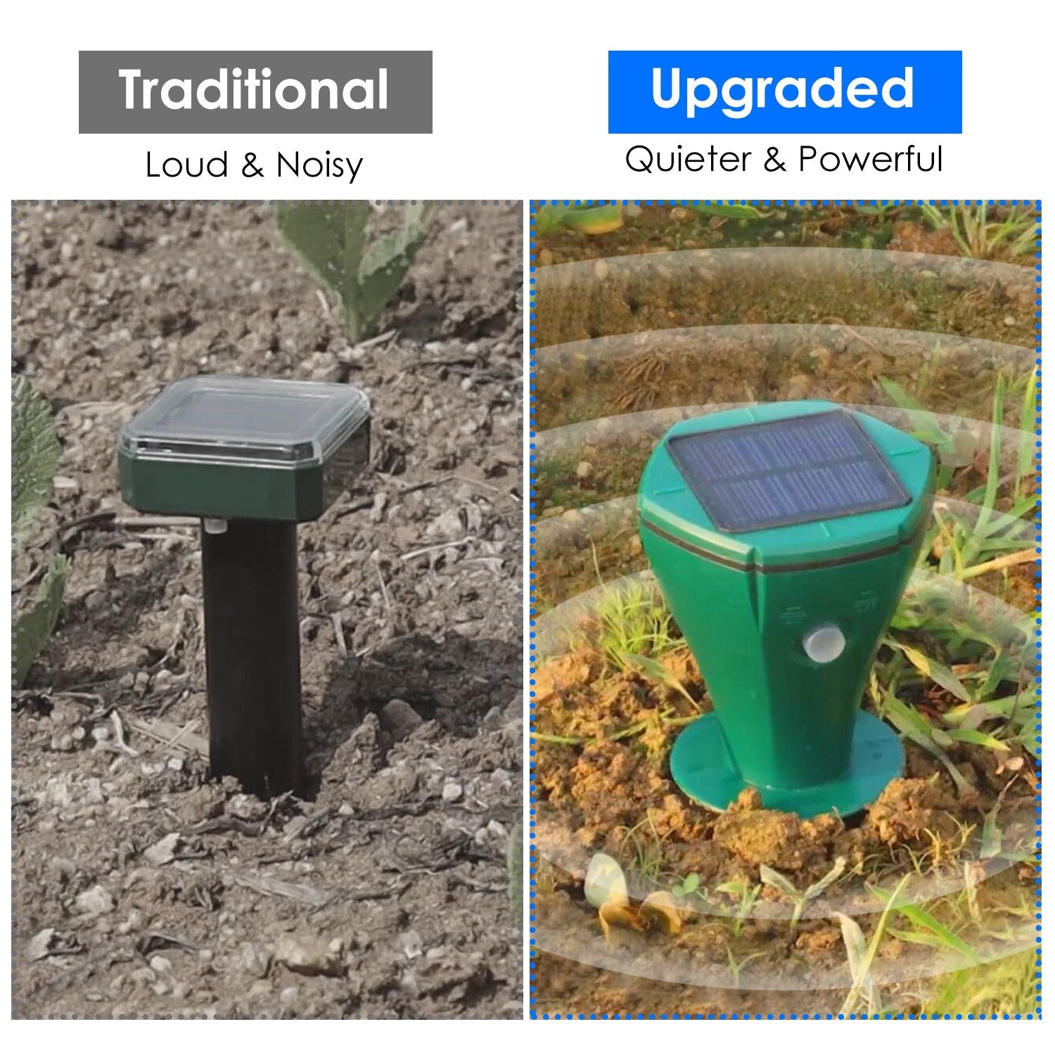 Upgraded solar mole repellent stake with vibration for outdoor lawn and garden pest control