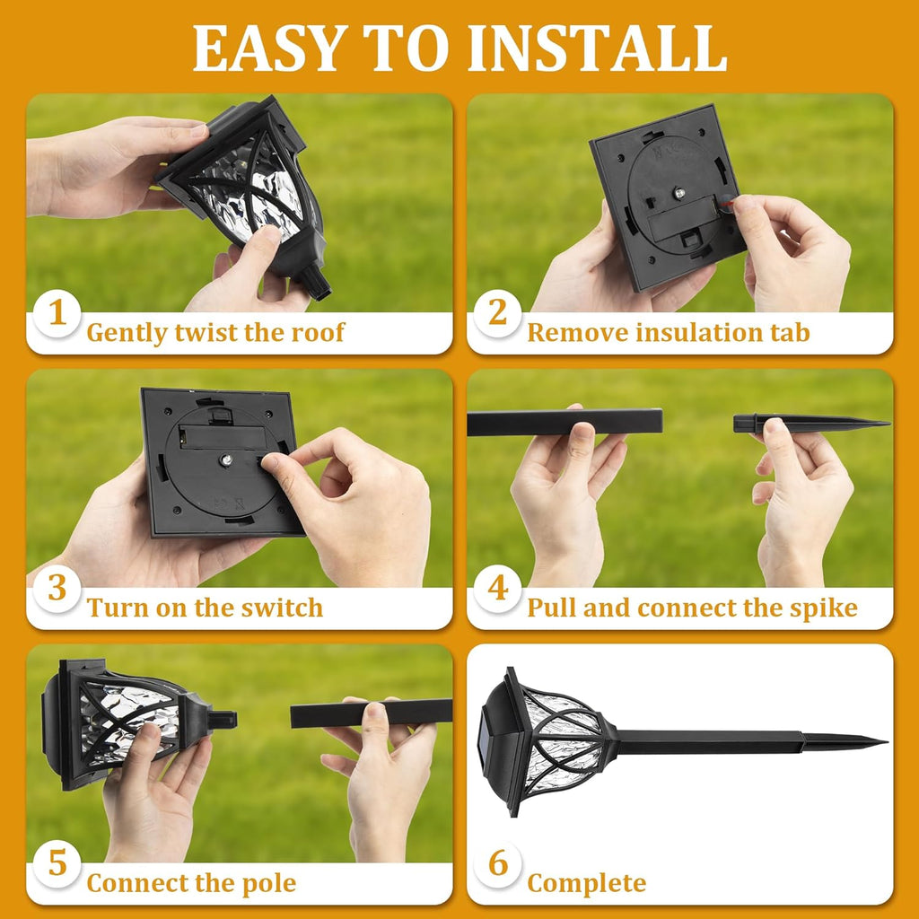 6 Pack LED Solar Pathway Lights for Gardens and Pathways