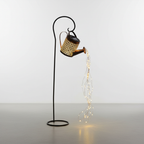 Solar Watering Can Garden Light with Waterfall LED for Outdoor Decor