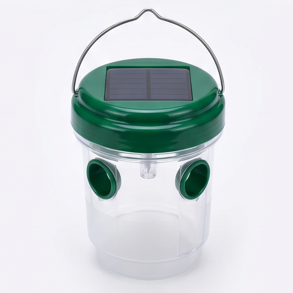 Solar Wasp Trap with LED, 2 Pack Hanging Outdoor Insect Trap for Garden