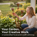 Copper Calla Lily Garden Stake with Bell Chimes, Outdoor Flower Decor