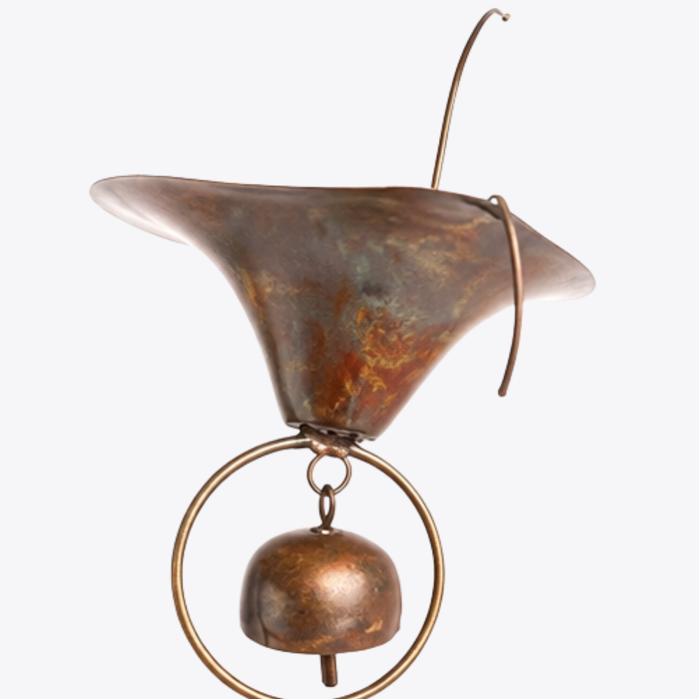 Copper Calla Lily Garden Stake with Bell Chimes, Outdoor Flower Decor