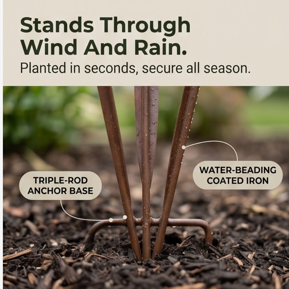 Copper Calla Lily Garden Stake with Bell Chimes, Outdoor Flower Decor