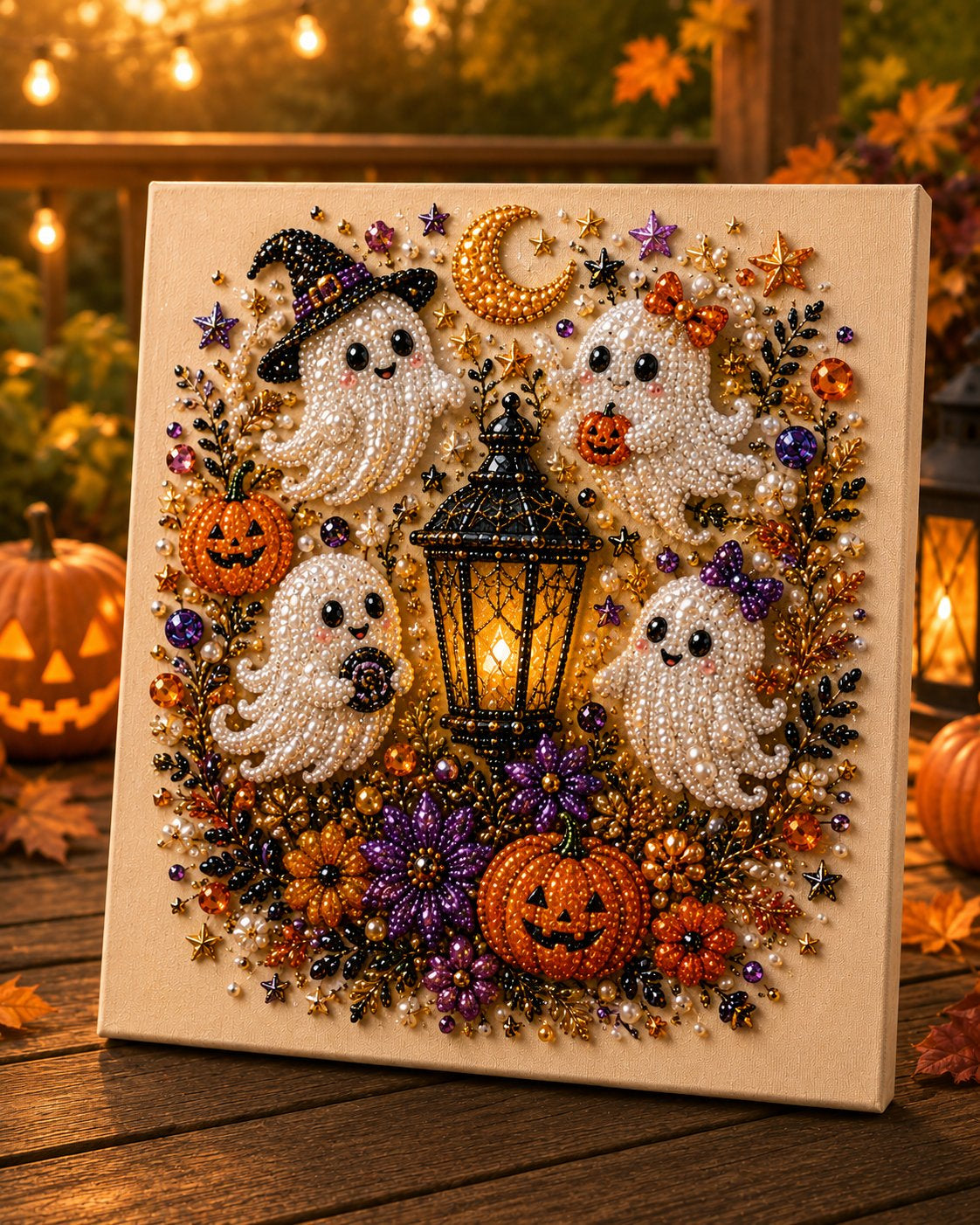 Halloween Ghost Pearl Diamond Painting DIY Art Kit, 3D Bead Craft